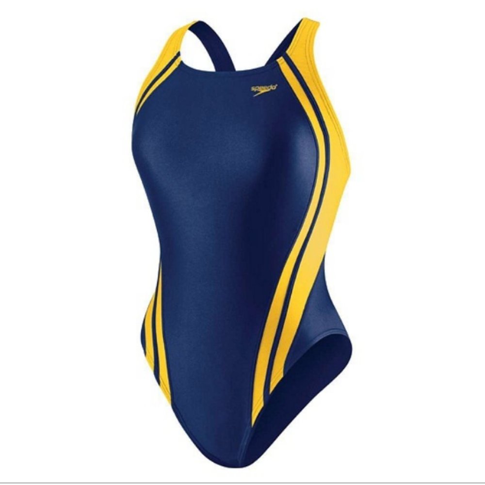 Speedo navy and gold racing swimsuit